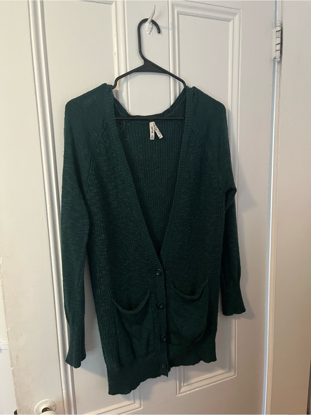 MUDD Button Down Long Sleeve Forest Green Cardigan
